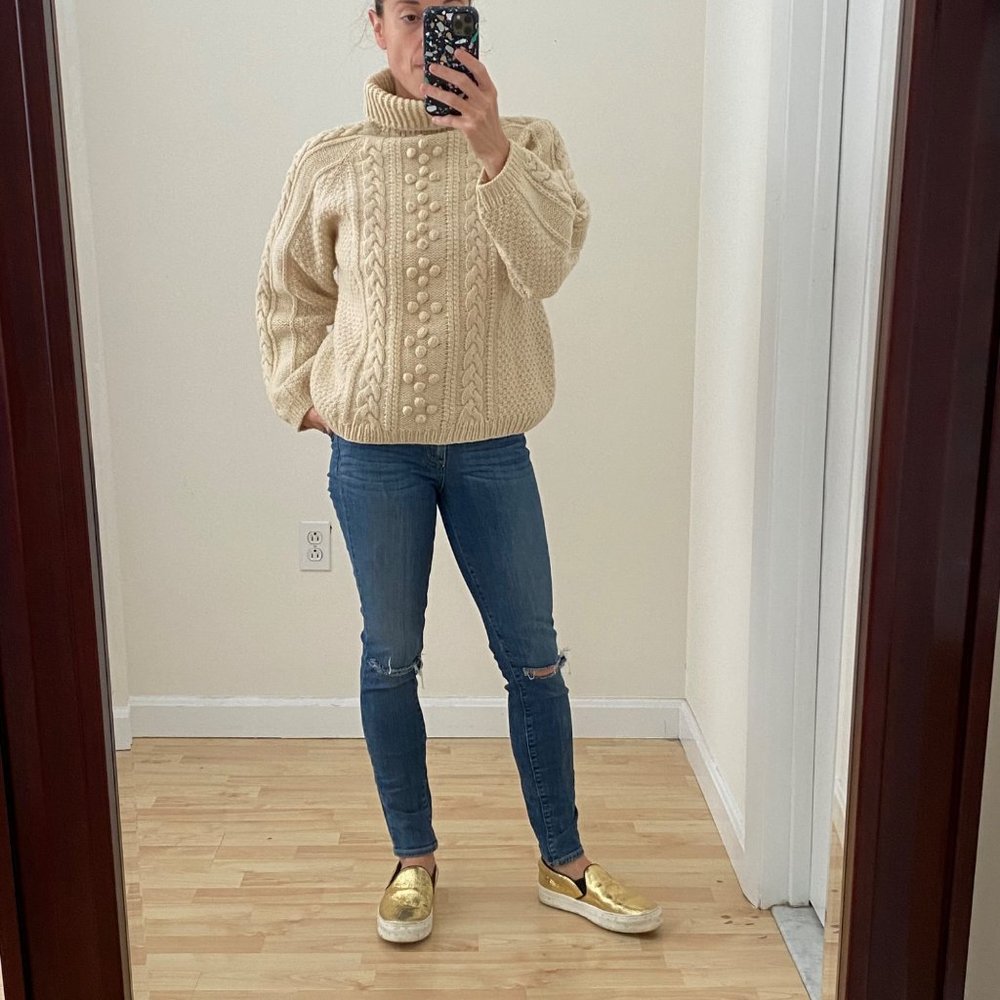 Vintage Hand-Knit Wool Turtleneck Sweater - Picture 4 of 12